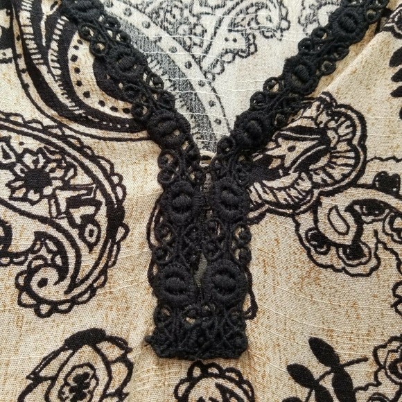 Knox Rose NWOT Floral Paisley Tunic Top Long Slv Beige Boho Lace Romantic Small - Picture 6 of 9